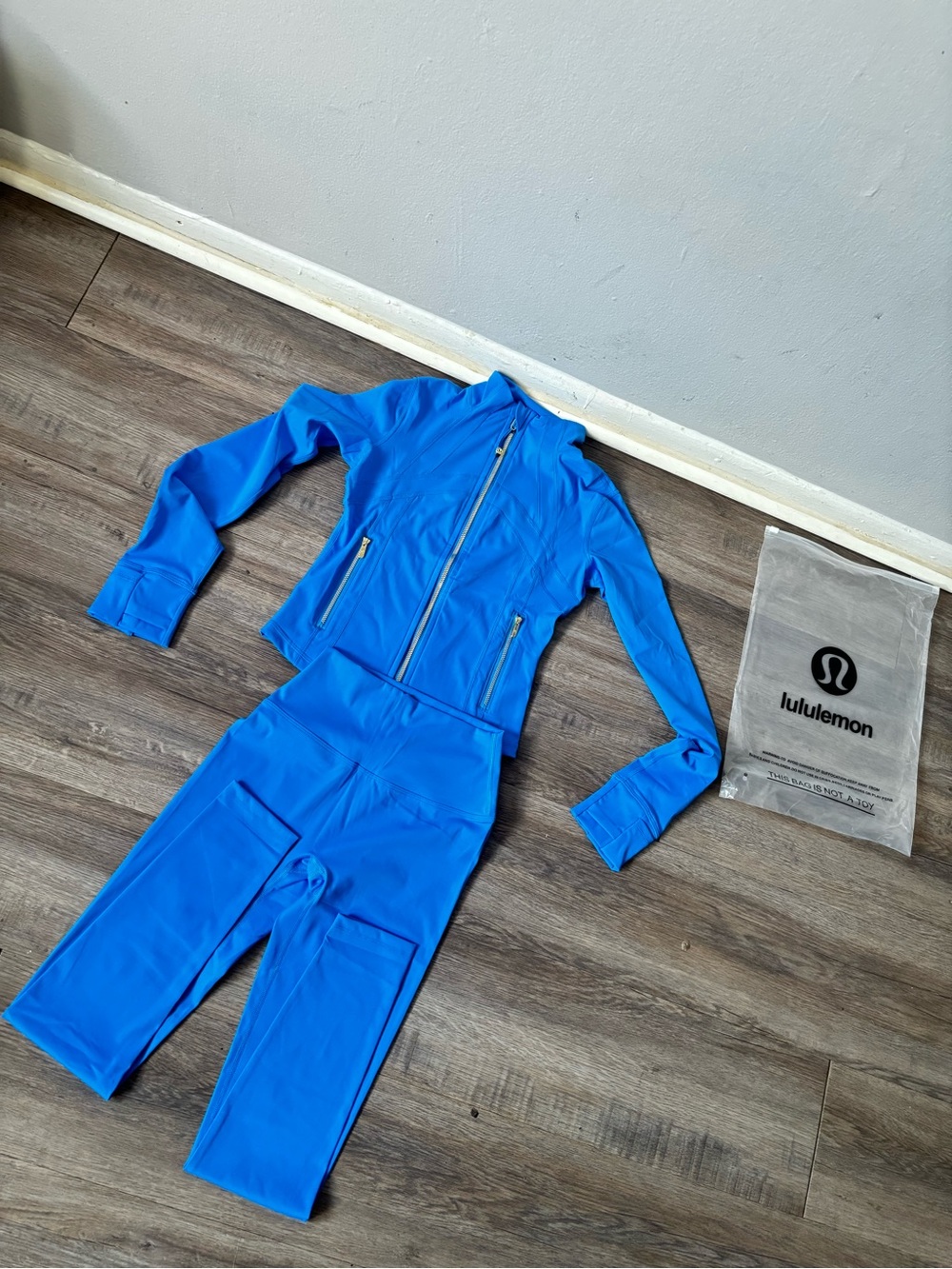lululemon athletica Bright Blue Zip Jacket and High-Rise Leggings Set